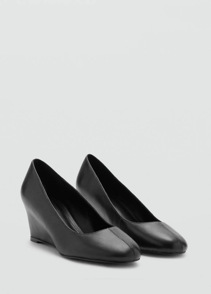 Leather wedge shoe — Black