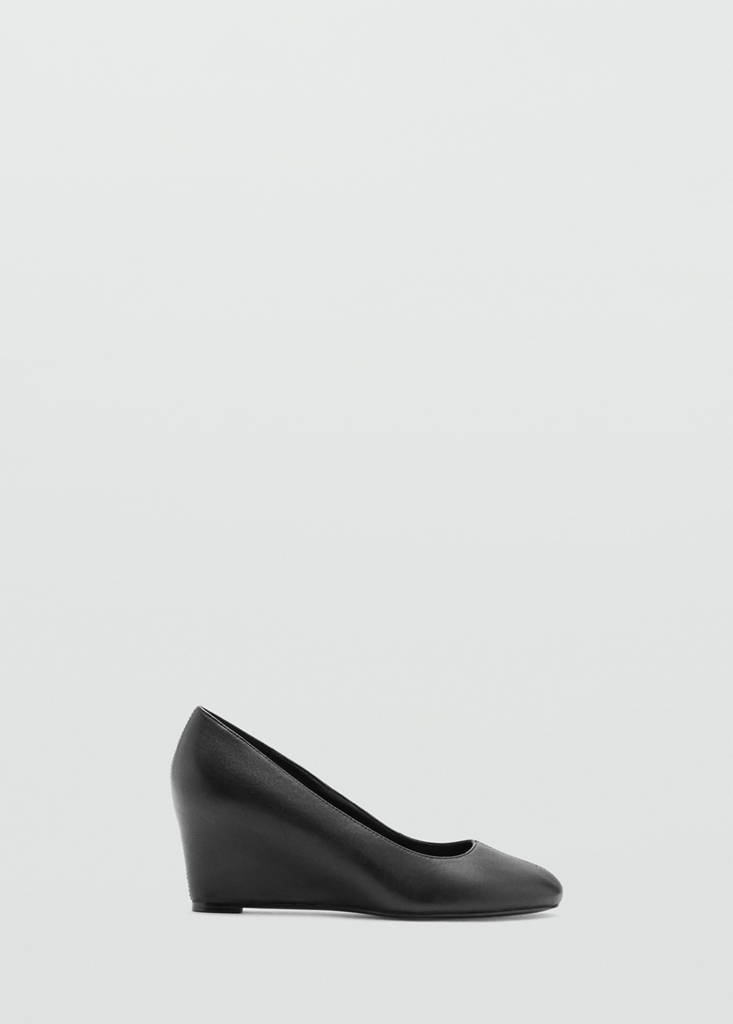 Leather wedge shoe — Black