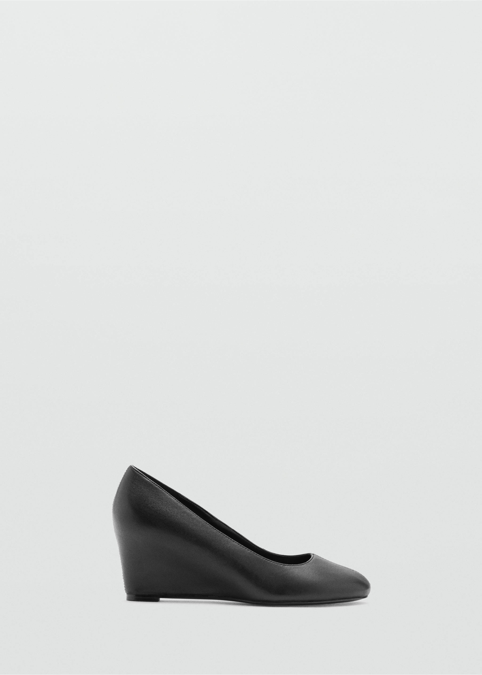 Chaussure compensée en cuir - Article sans modèle, Noir. Ref: 37064792-00.