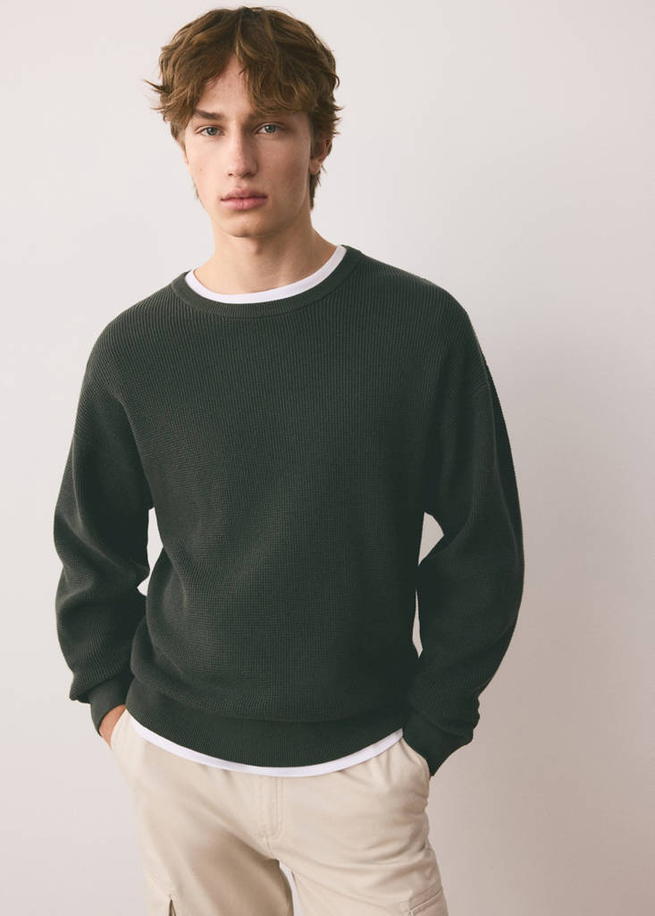 Fine knit cotton sweater — Green