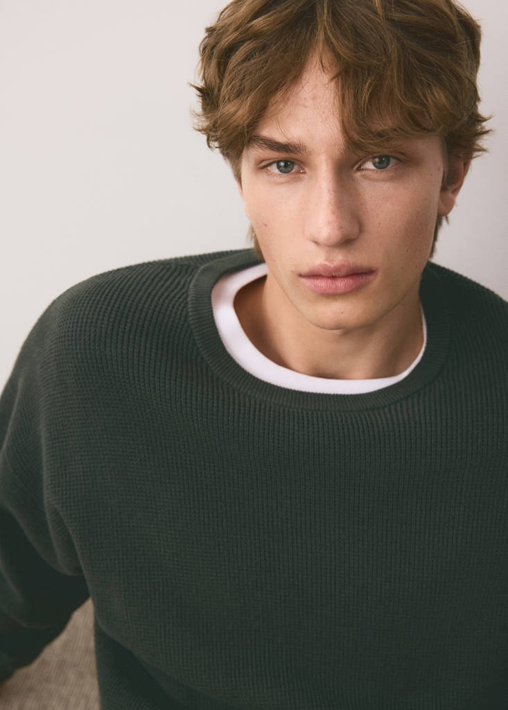 Fine knit cotton sweater — Green