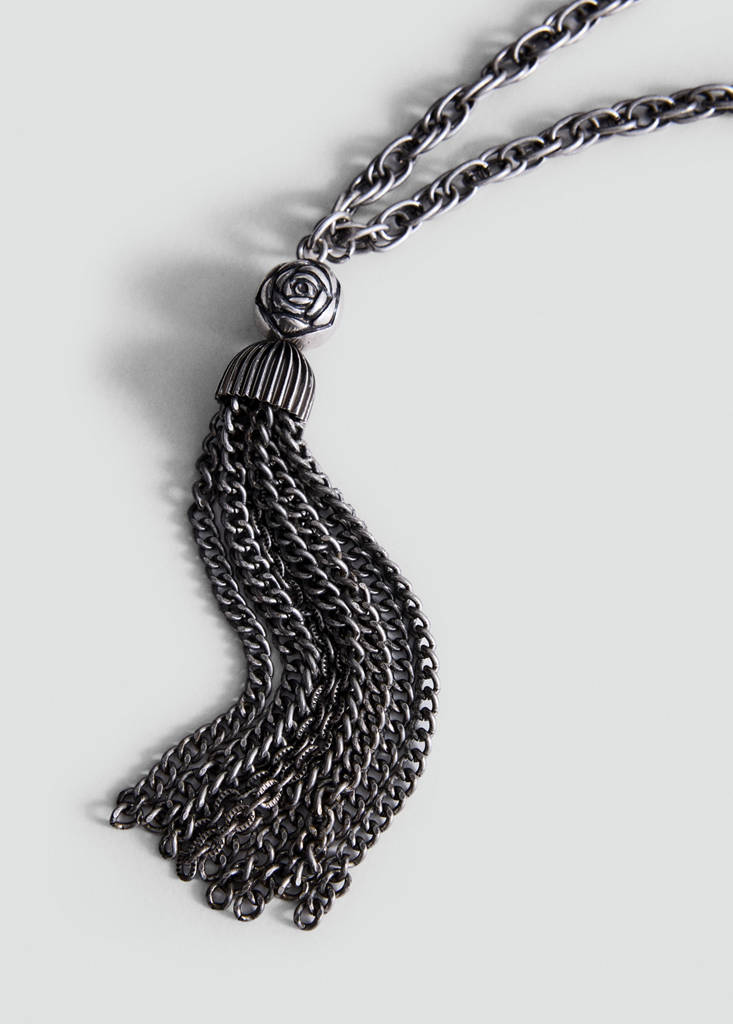 Pendant necklace with floral detail — Silver
