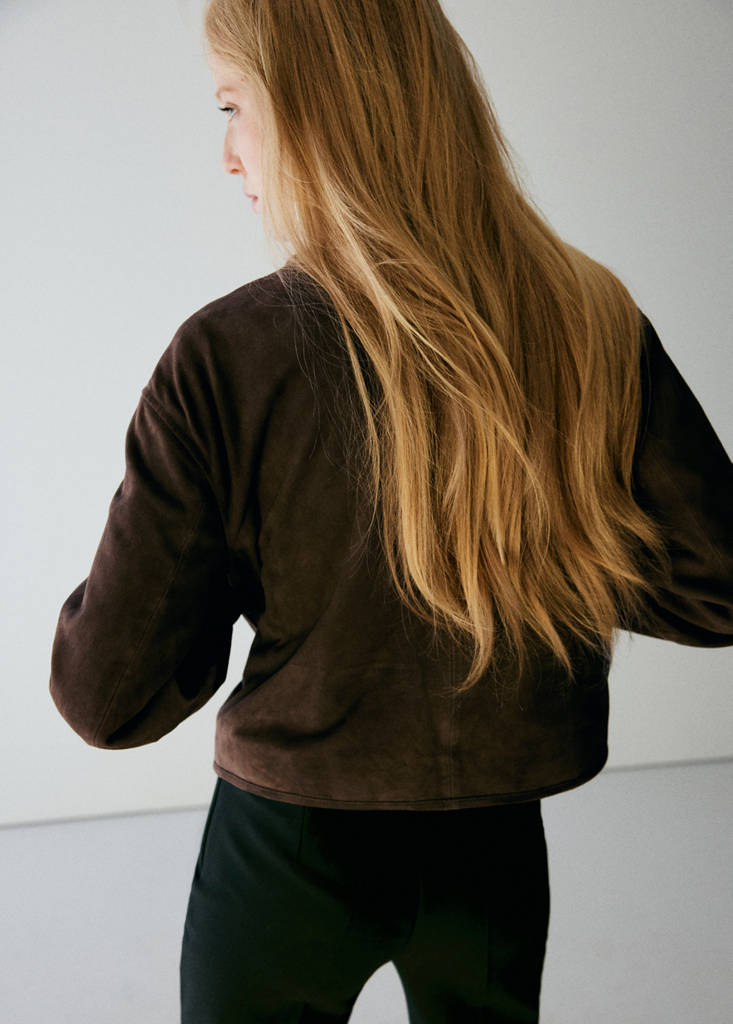 Chest-pocket suede jacket - thumbnail 3