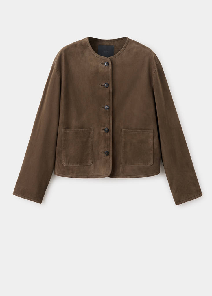 Chest-pocket suede jacket - thumbnail 4
