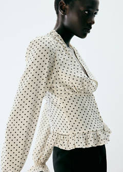 V-neck polka dot blouse — Off White 1