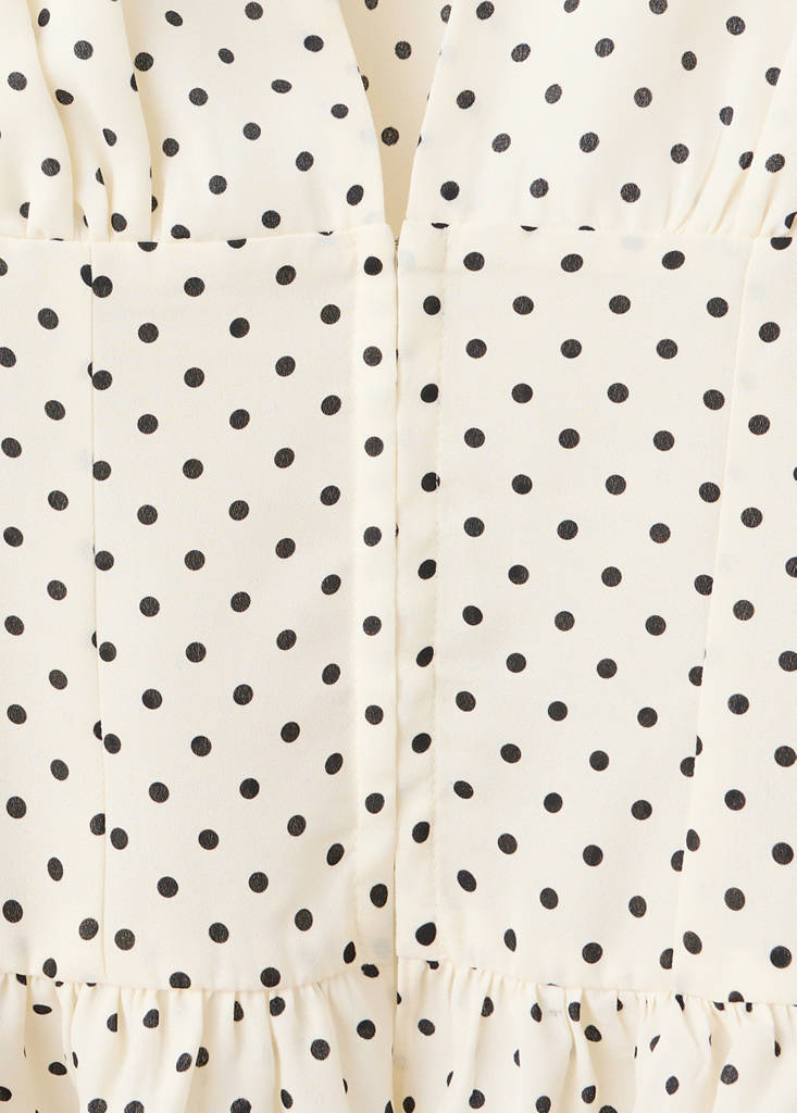 V-neck polka dot blouse — Off White