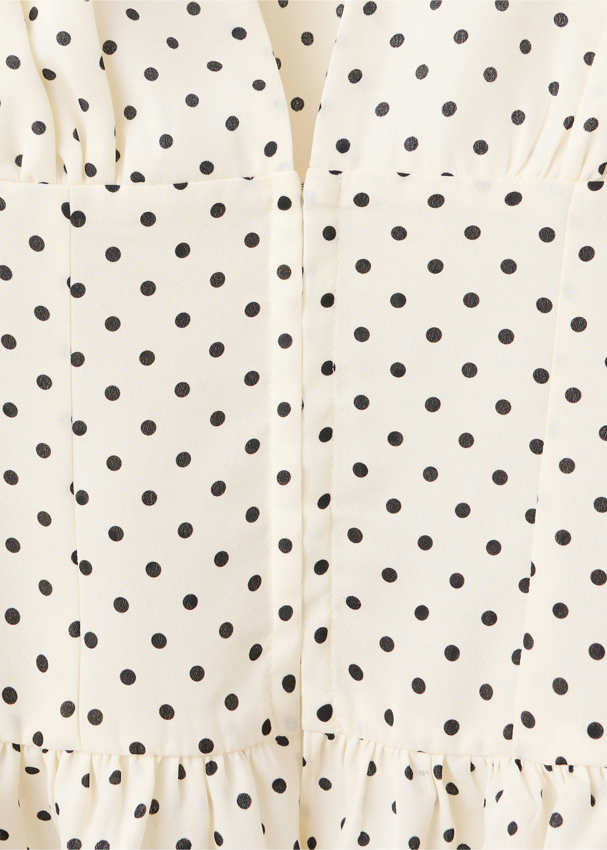 Polka-dot V-neck blouse - Details of the article 8, Off White. Ref: 37064797-00.