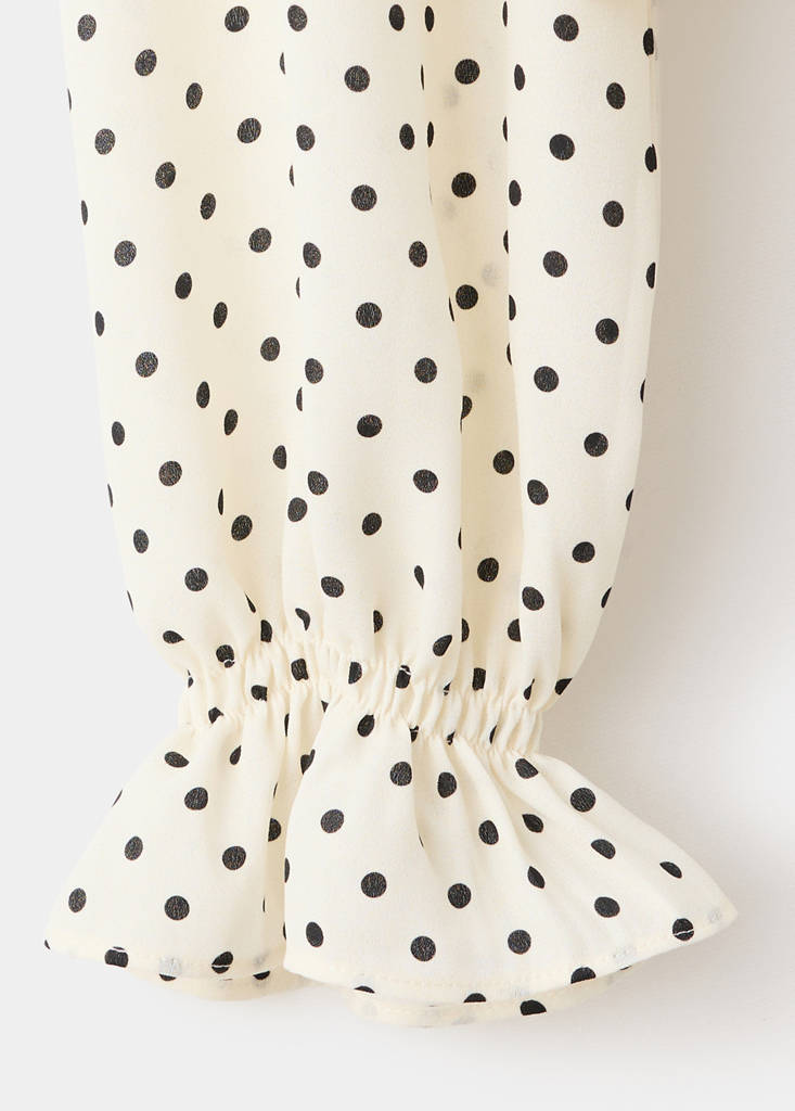 V-neck polka dot blouse — Off White