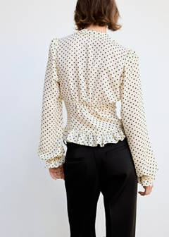 V-neck polka dot blouse — Off White 10