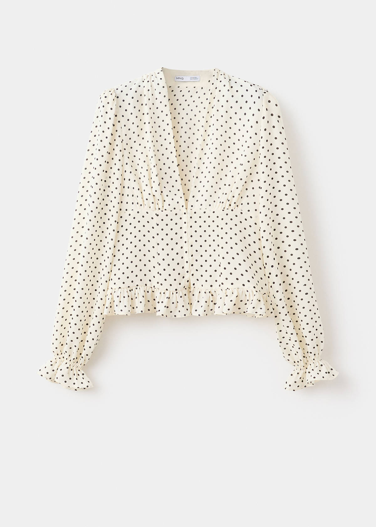 V-neck polka dot blouse — Off White