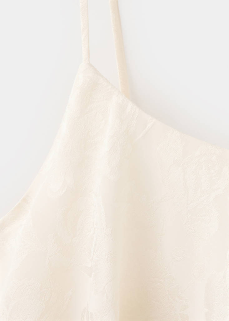 Jacquard dress with ruffle detail — White