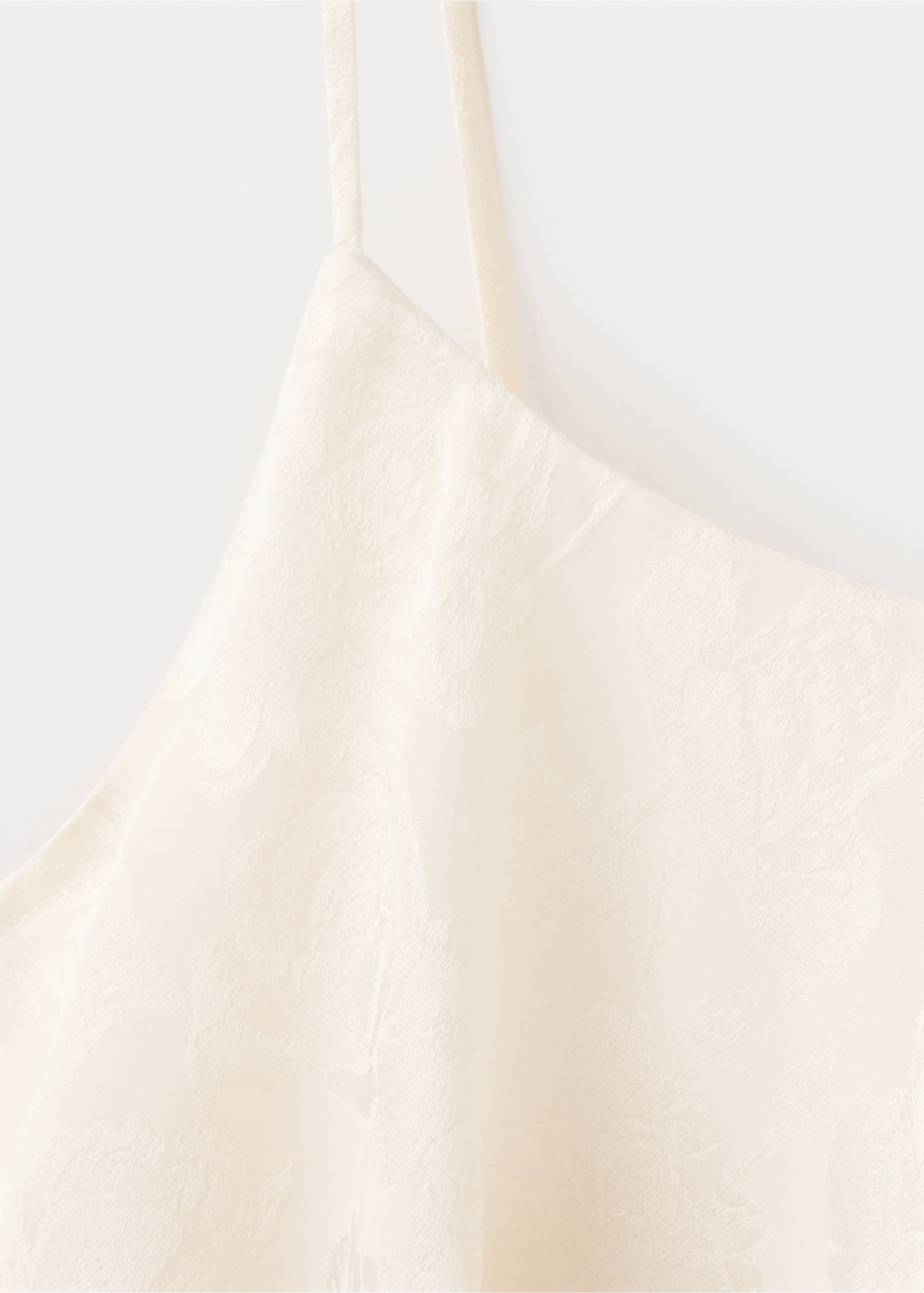 Jacquard dress with ruffle detail - Details of the article 8, White. Ref: 37064798-00.