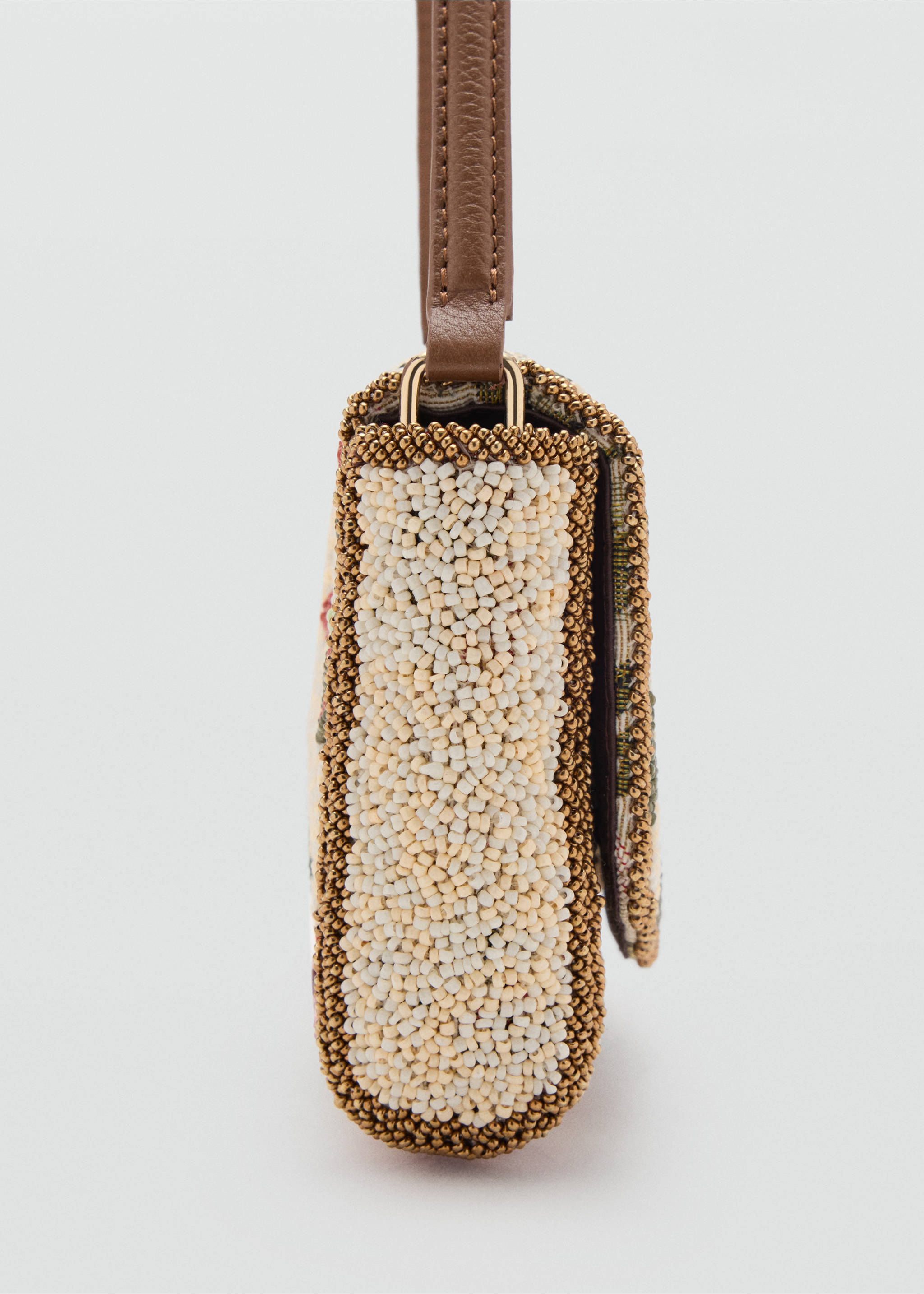Floral embroidered shoulder bag - Details of the article 1, Pink. Ref: 37064801-00.