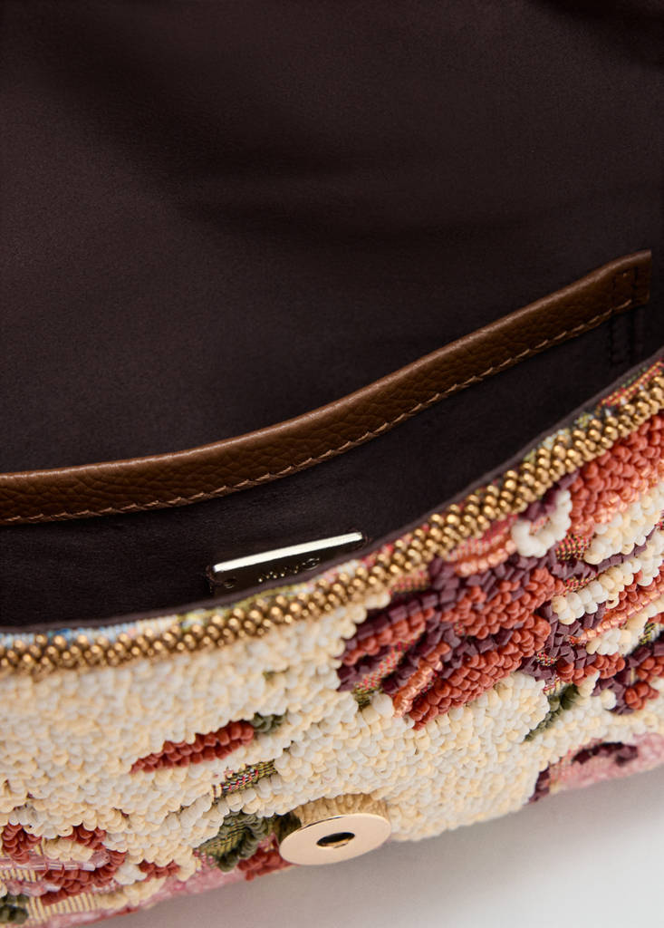 Floral embroidered shoulder bag — Pink