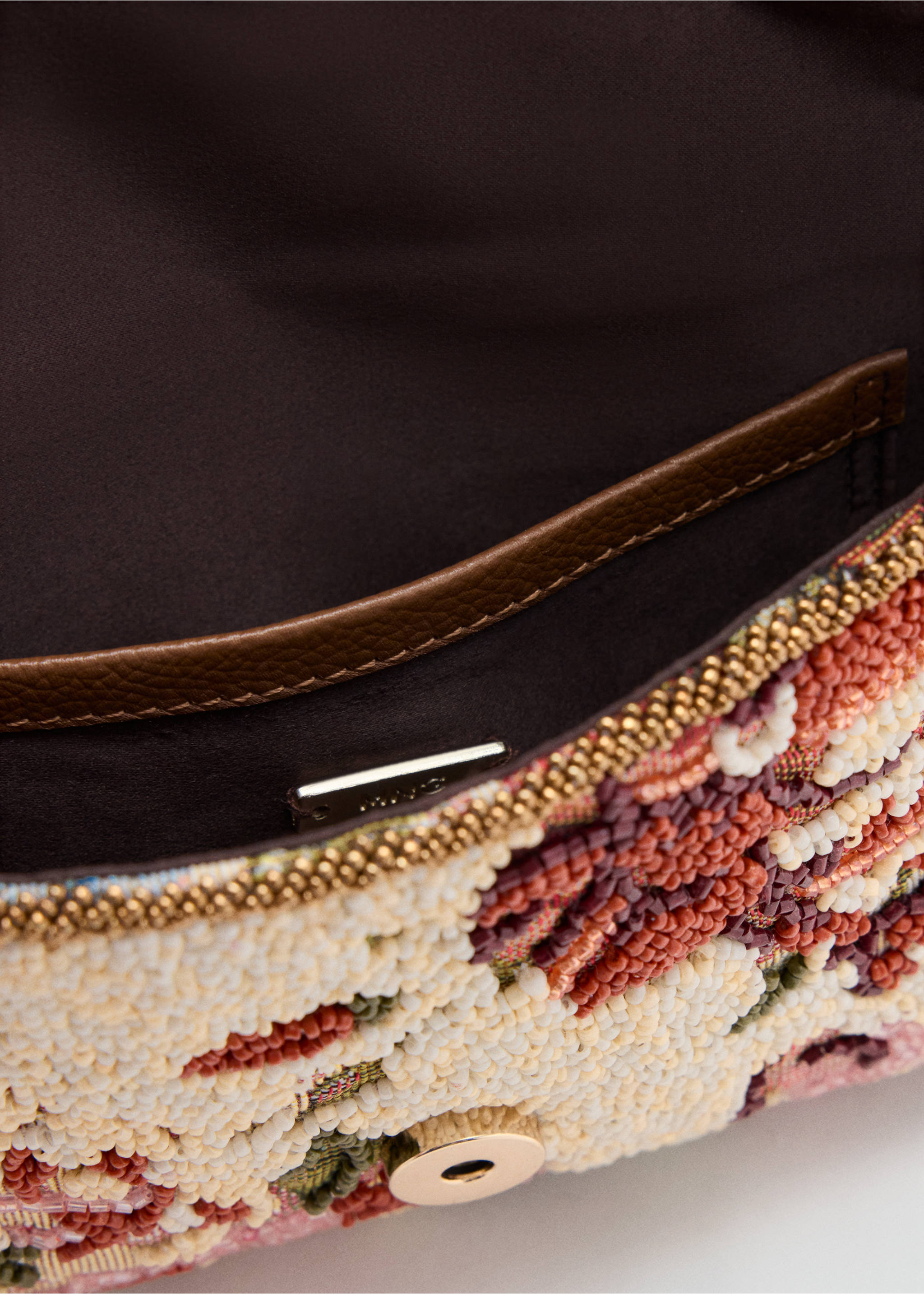 Floral embroidered shoulder bag - Details of the article 3, Pink. Ref: 37064801-00.
