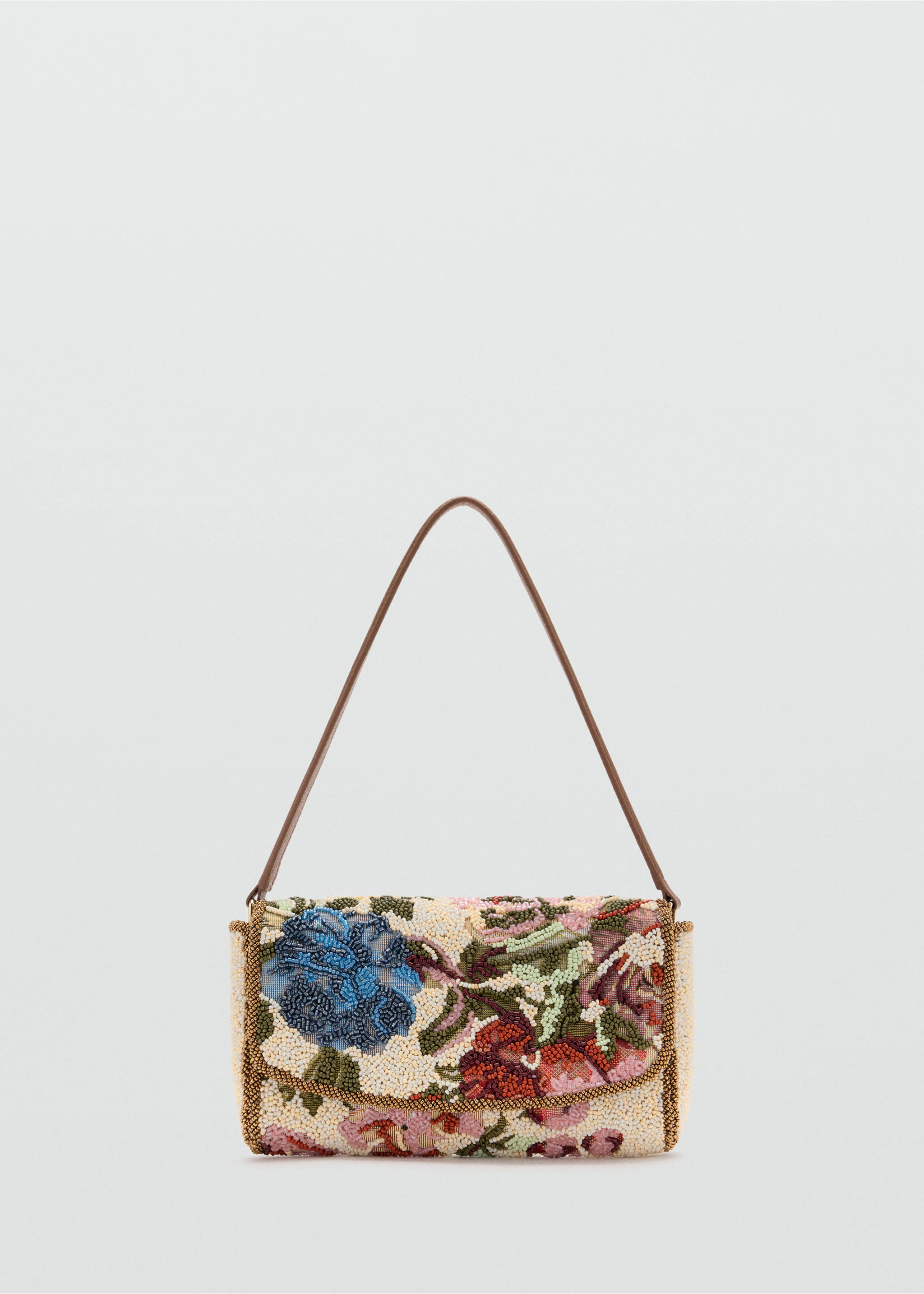 Floral embroidered shoulder bag - Article without model, Pink. Ref: 37064801-00.