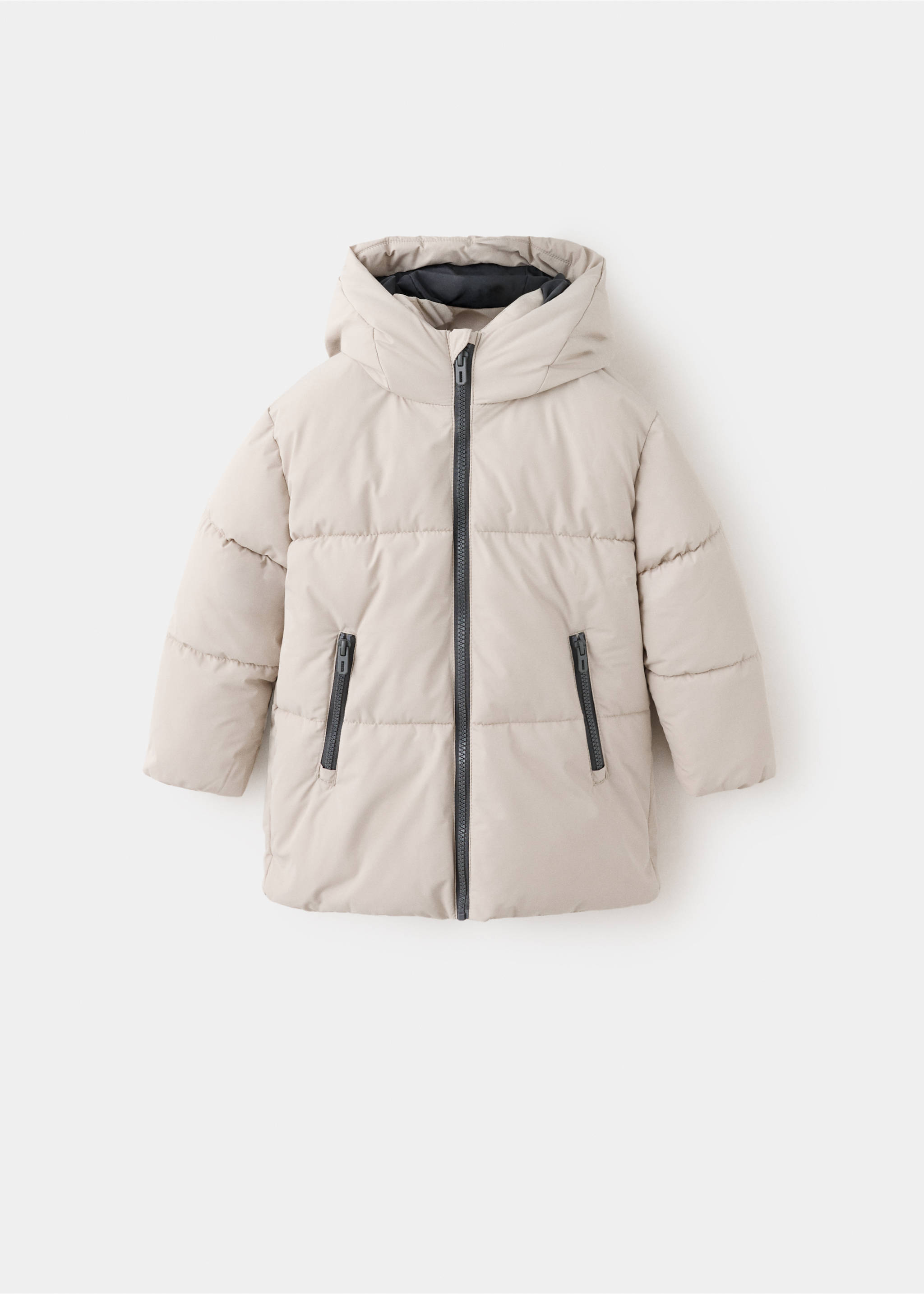 Padded anorak with contrasting details - Article without model, Ice Grey. Ref: 37065149-00.