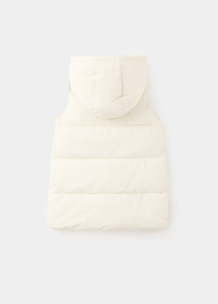 Hooded waistcoat with pockets — Ecru