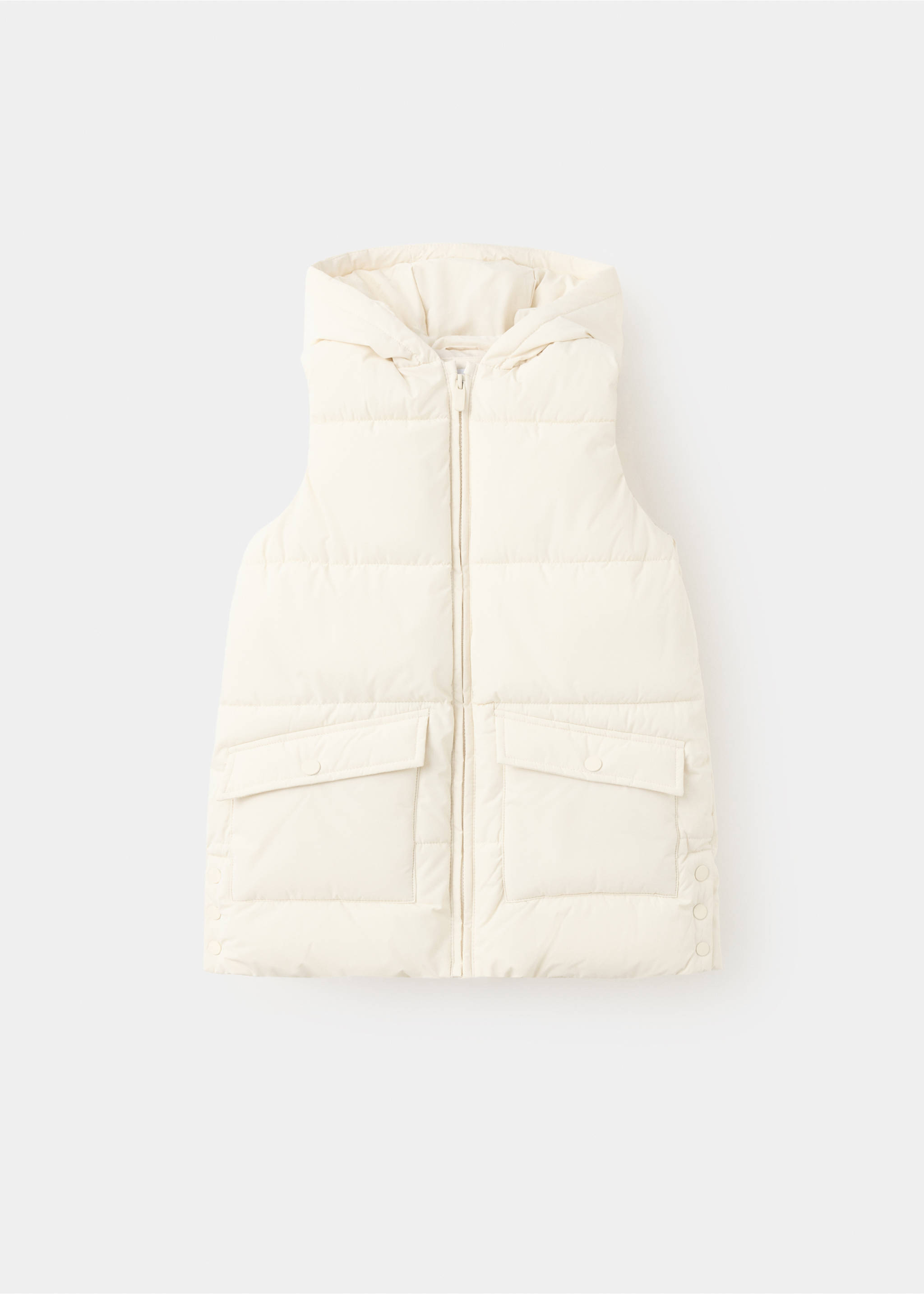 Hooded waistcoat with pockets - Article without model, Ecru. Ref: 37065150-00.
