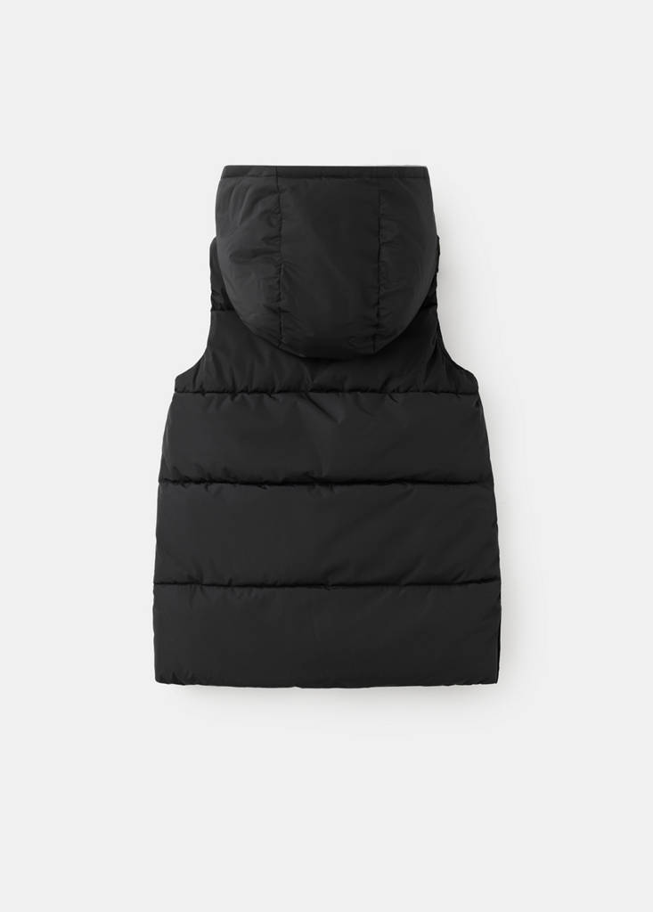 Hooded waistcoat with pockets — Black