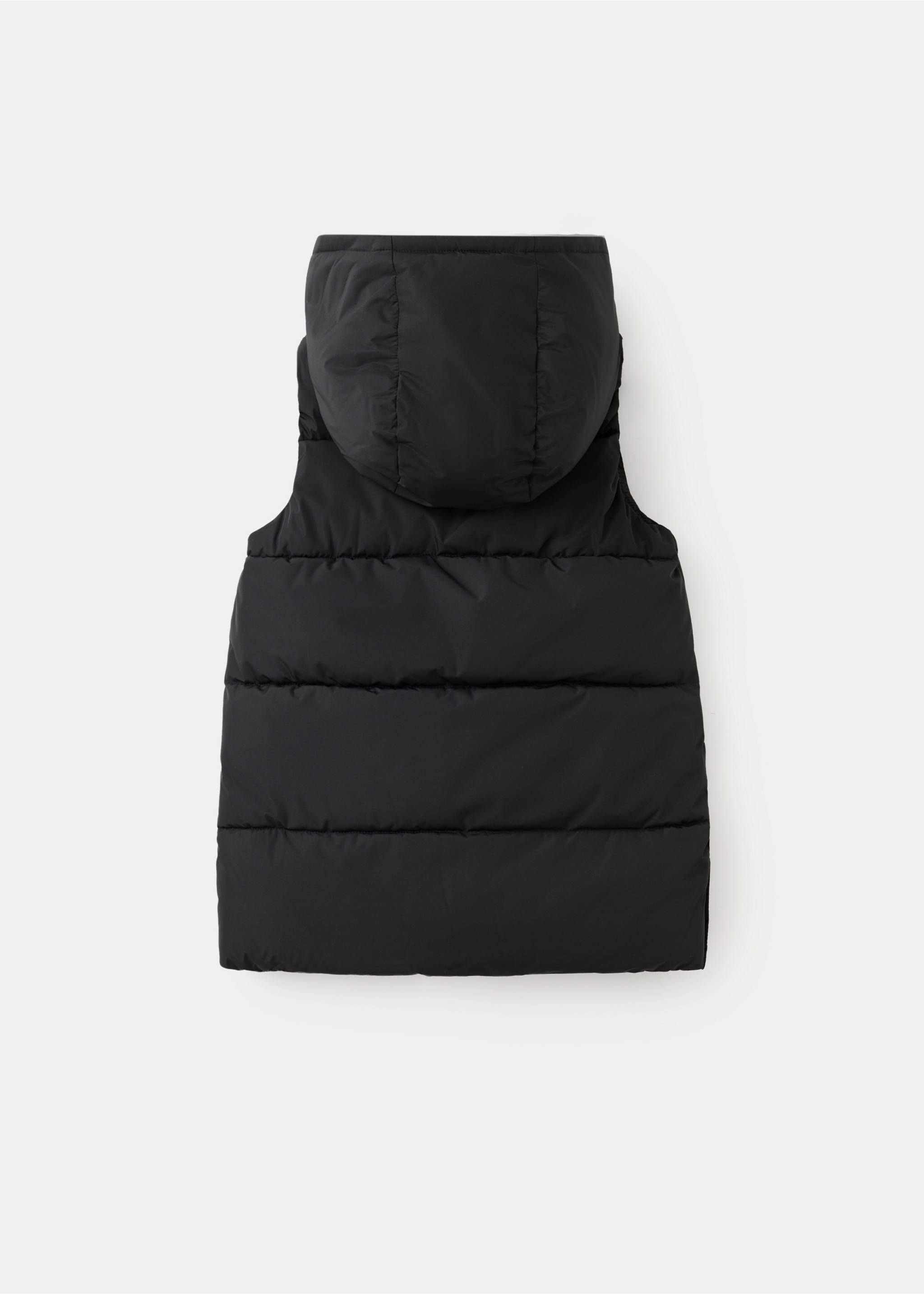 Hooded waistcoat with pockets - Reverse of the article, Black. Ref: 37065150-00.