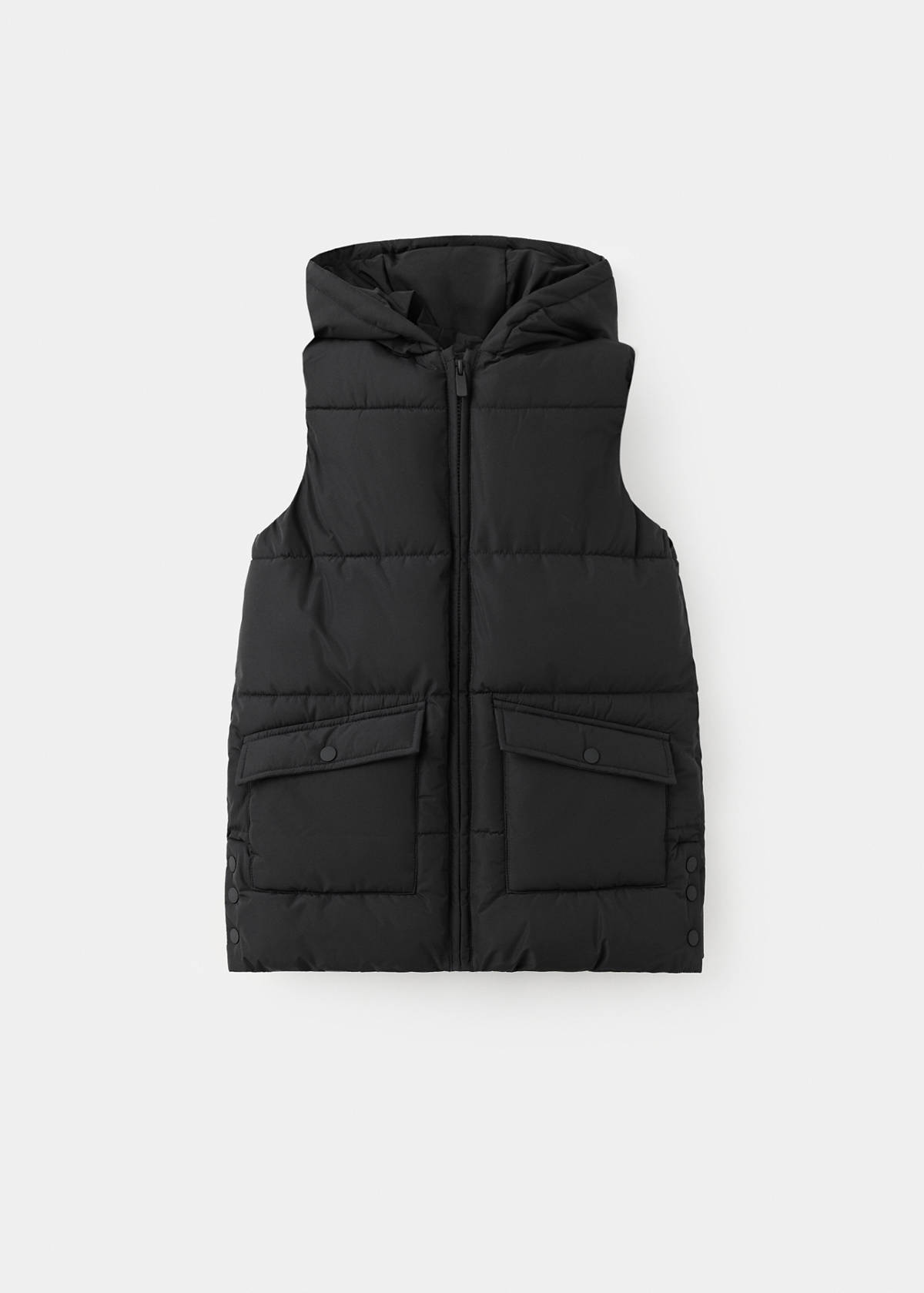Hooded waistcoat with pockets — Black