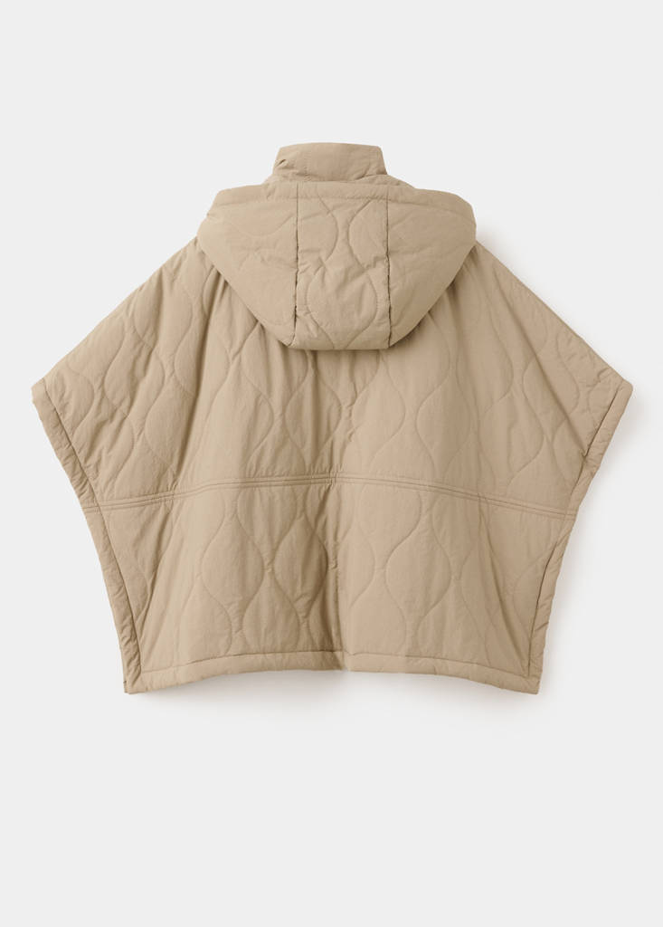 Quilted hooded cape — Medium Brown