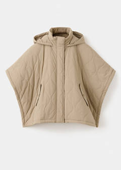 Quilted hooded cape — Medium Brown 2