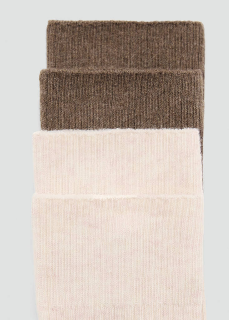 Pack of 2 ribbed cotton socks — Medium Brown