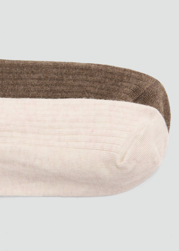 Pack of 2 ribbed cotton socks — Medium Brown