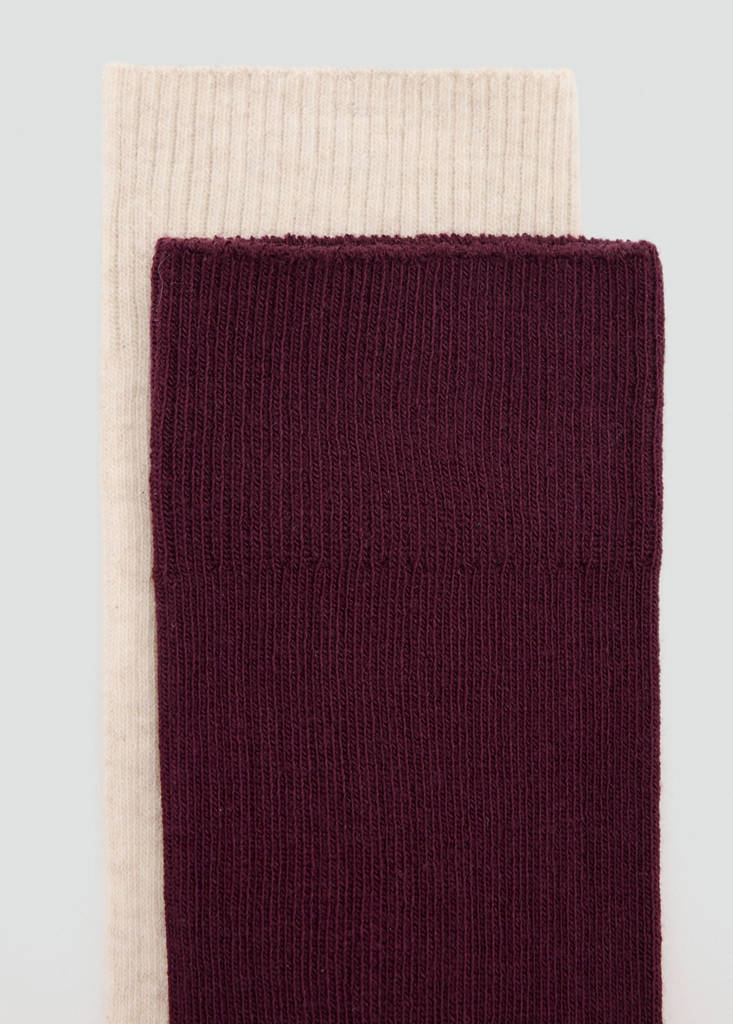 Pack of 2 ribbed cotton socks — Burgundy