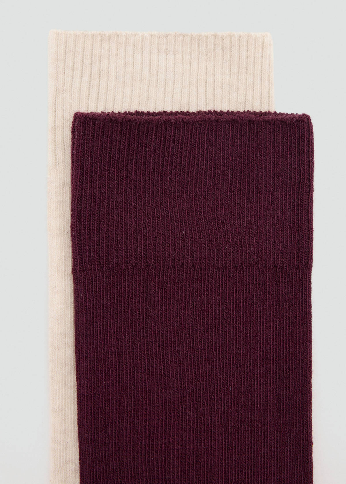 Pack of 2 ribbed cotton socks — Burgundy
