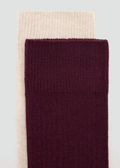 Pack of 2 ribbed cotton socks — Burgundy 2