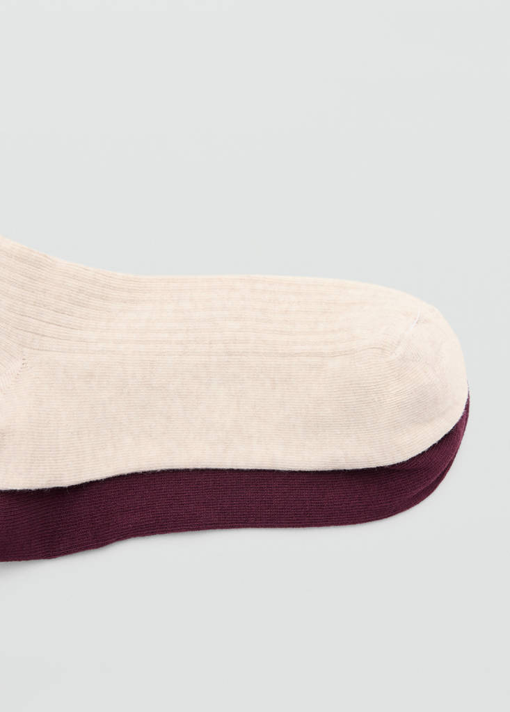 Pack of 2 ribbed cotton socks — Burgundy