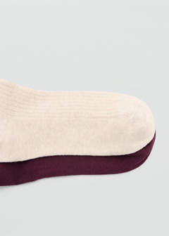Pack of 2 ribbed cotton socks — Burgundy 3