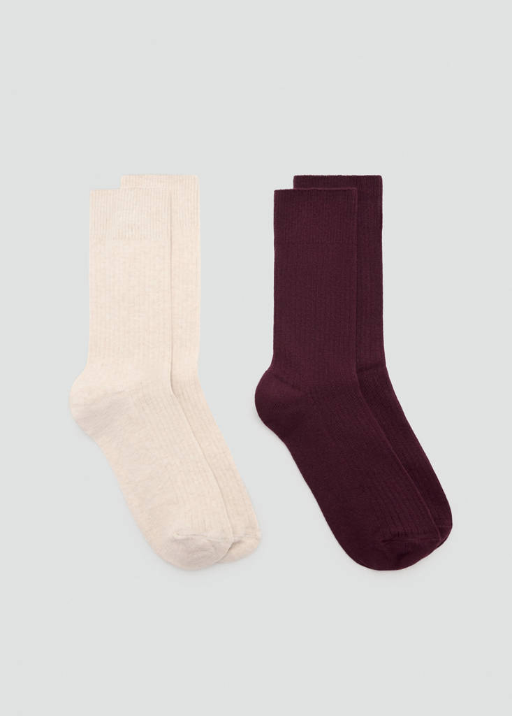 Pack of 2 ribbed cotton socks — Burgundy