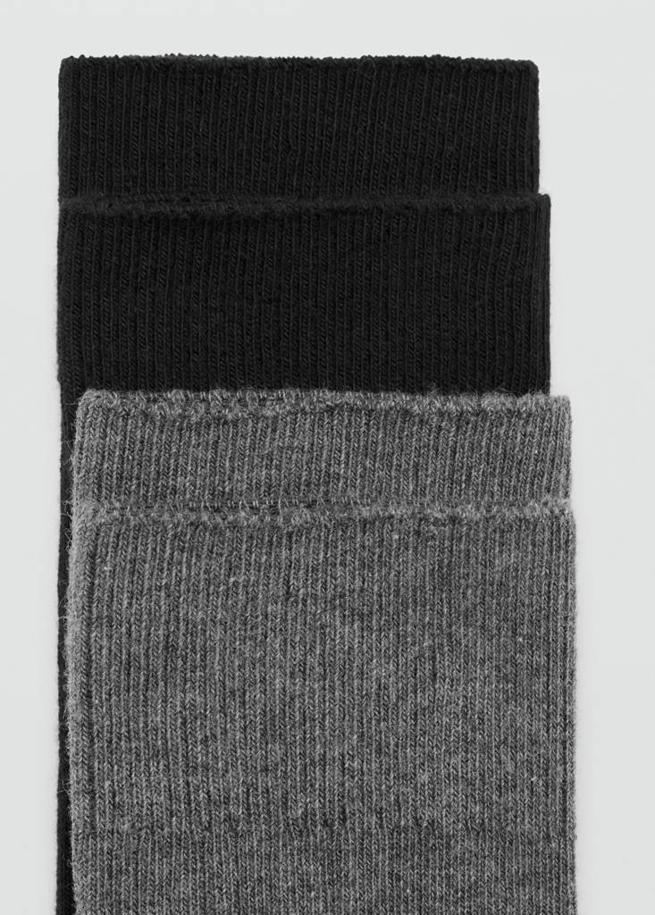 Pack of 2 ribbed cotton socks — Black