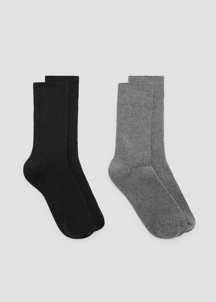 Pack of 2 ribbed cotton socks — Black