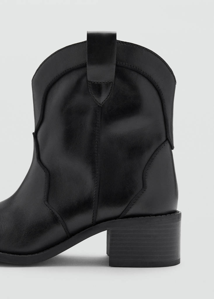 Leather cowboy ankle boots — Black