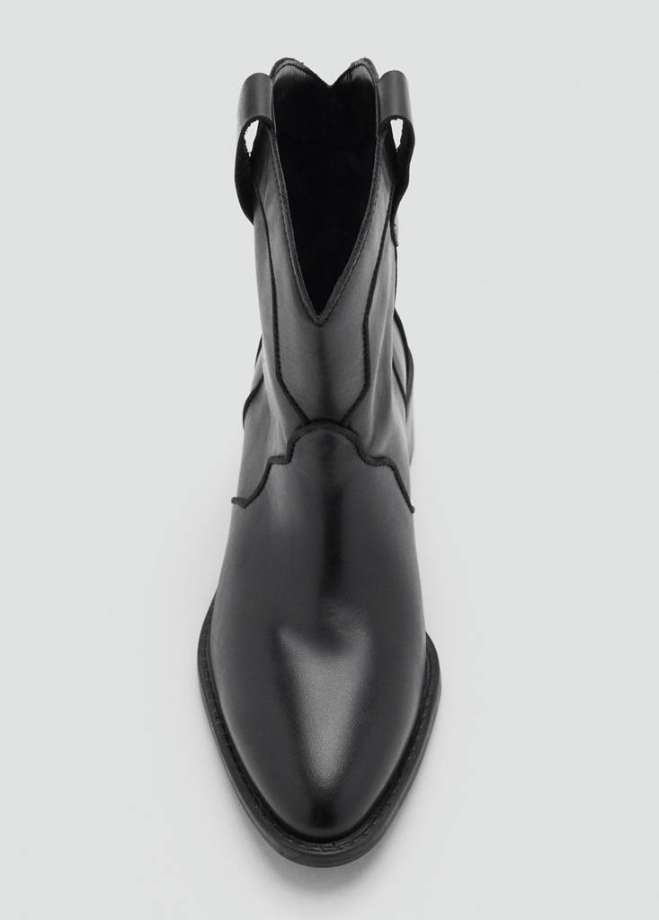 Leather cowboy ankle boots — Black