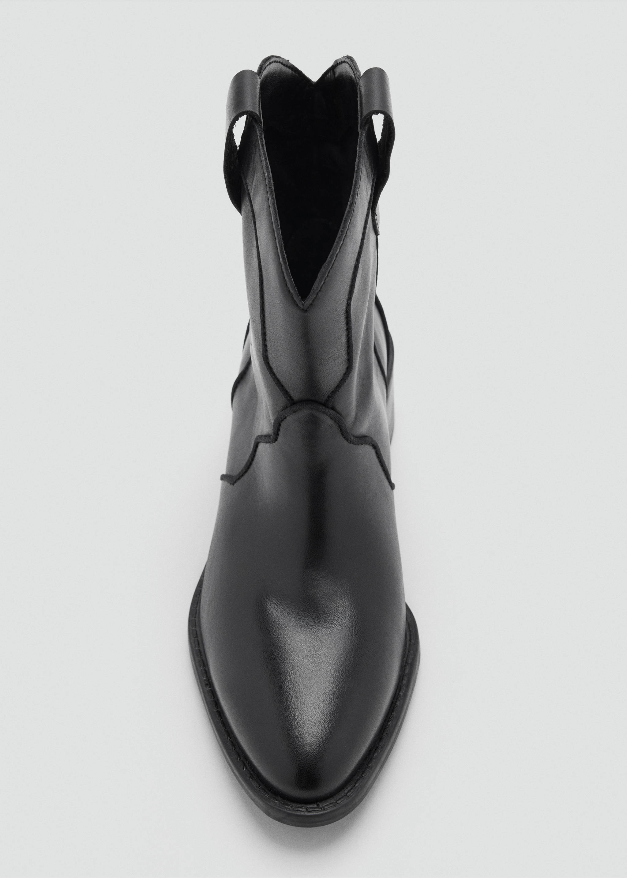 Leather cowboy ankle boots - Details of the article 2, Black. Ref: 37065154-00.