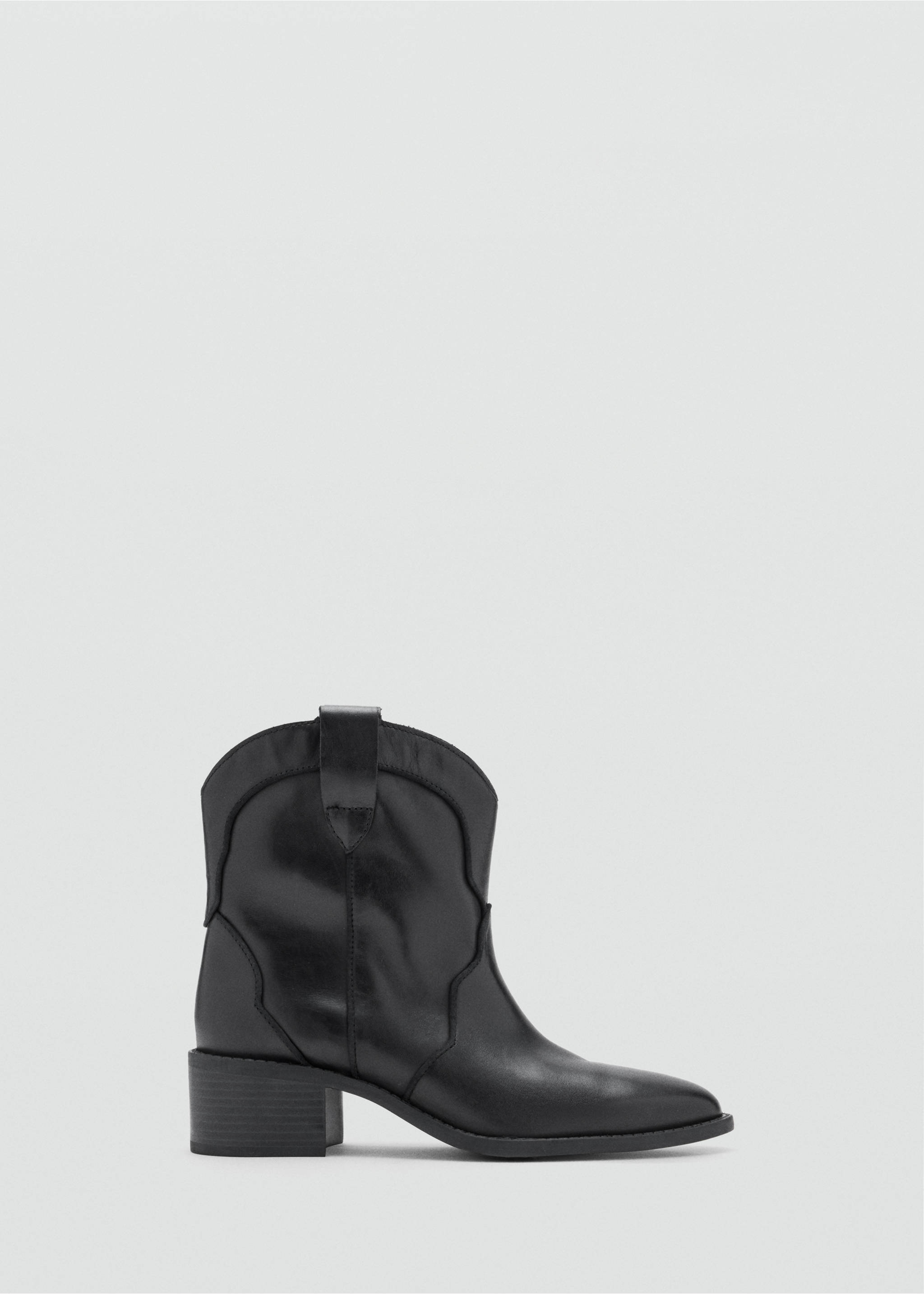 Leather cowboy ankle boots - Article without model, Black. Ref: 37065154-00.