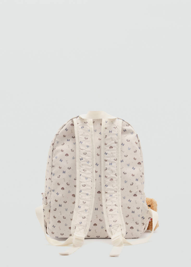 Printed backpack with dog charm — Sand