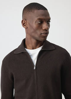 100% cotton zip-up cardigan — Chocolate 4