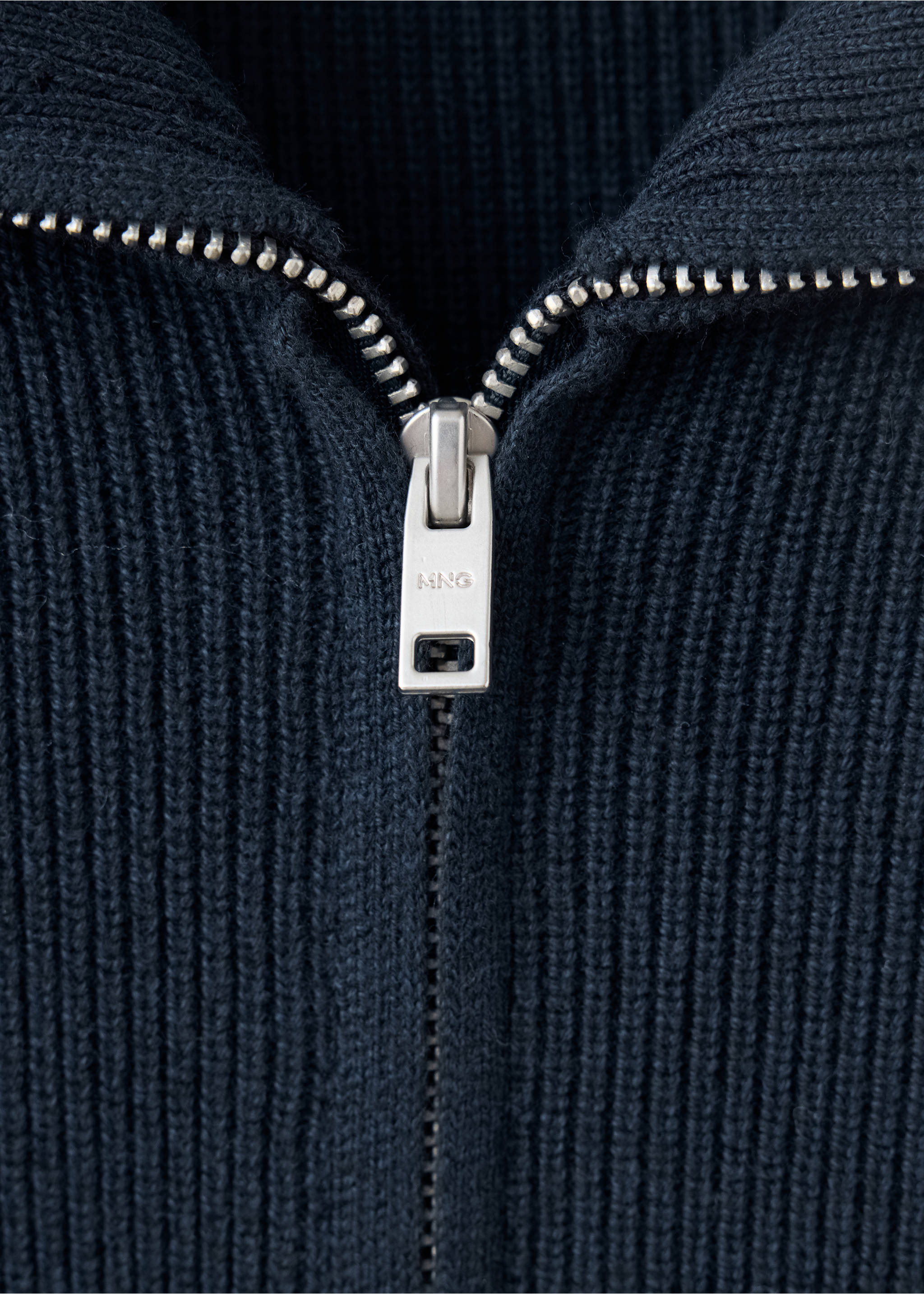 Cardigan 100 % coton zippé - Détail de l'article 8, Bleu marine. Ref: 37065157-00.