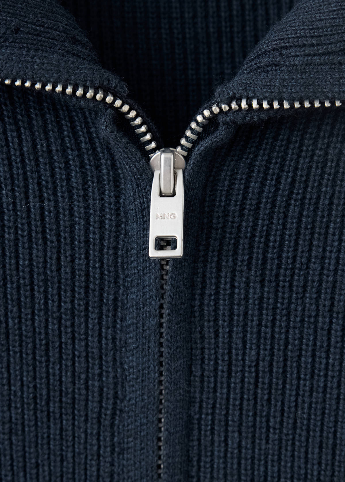 100% cotton zip-up cardigan — Navy