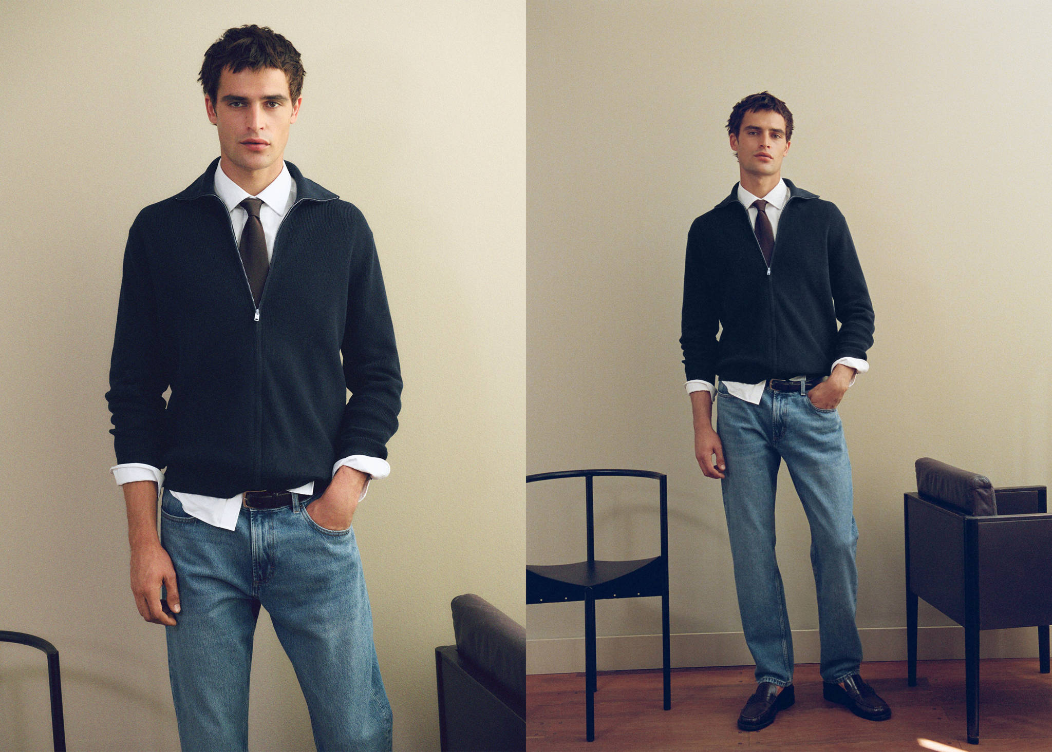 100% cotton zip-up cardigan - Panoramic plane