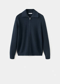100% cotton zip-up cardigan — Navy 8