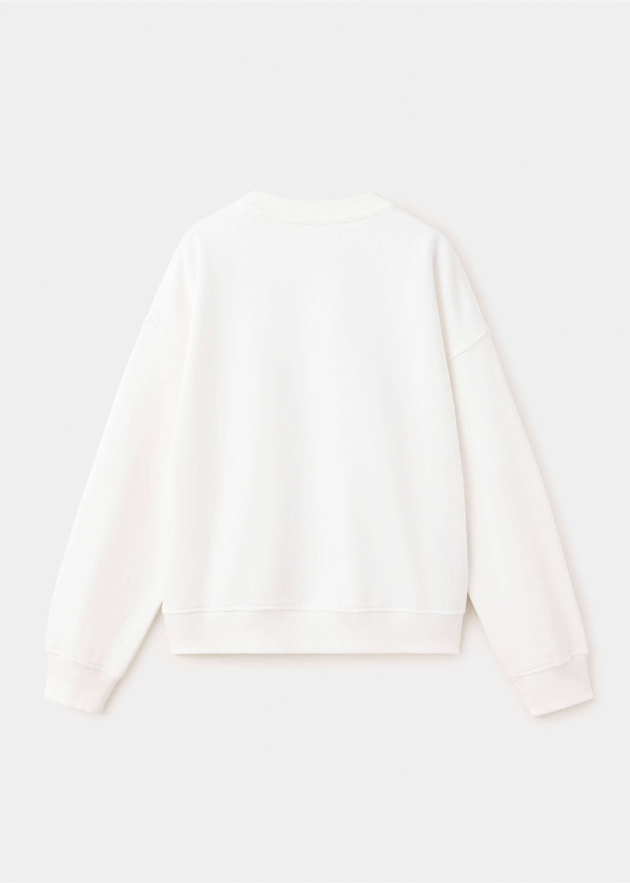 Sweatshirt de algodão com pormenor bordado - Verso do artigo, Branco-pérola. Ref: 37065159-00.