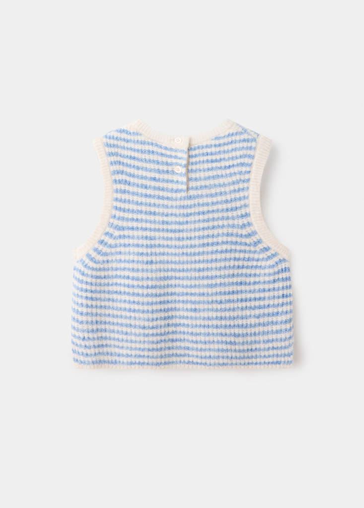 Striped knitted gilet — Sky Blue